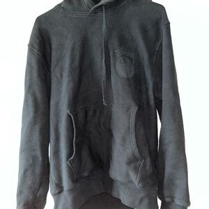 Stussy Black Hoodie with White Script Tag